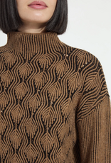 Lysse Lysse 3991 Camel/Black Rhea Cozy Rib Scallop Edge Pullover Top
