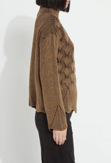 Lysse Lysse 3991 Camel/Black Rhea Cozy Rib Scallop Edge Pullover Top