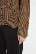 Lysse Lysse 3991 Camel/Black Rhea Cozy Rib Scallop Edge Pullover Top