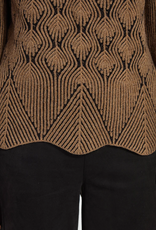 Lysse Lysse 3991 Camel/Black Rhea Cozy Rib Scallop Edge Pullover Top