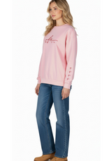 Simply Noelle Simply Noelle  Pink Fa La La Round Neck Long Sleeve Sweatshirt