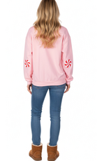 Simply Noelle Simply Noelle  Pink Fa La La Round Neck Long Sleeve Sweatshirt