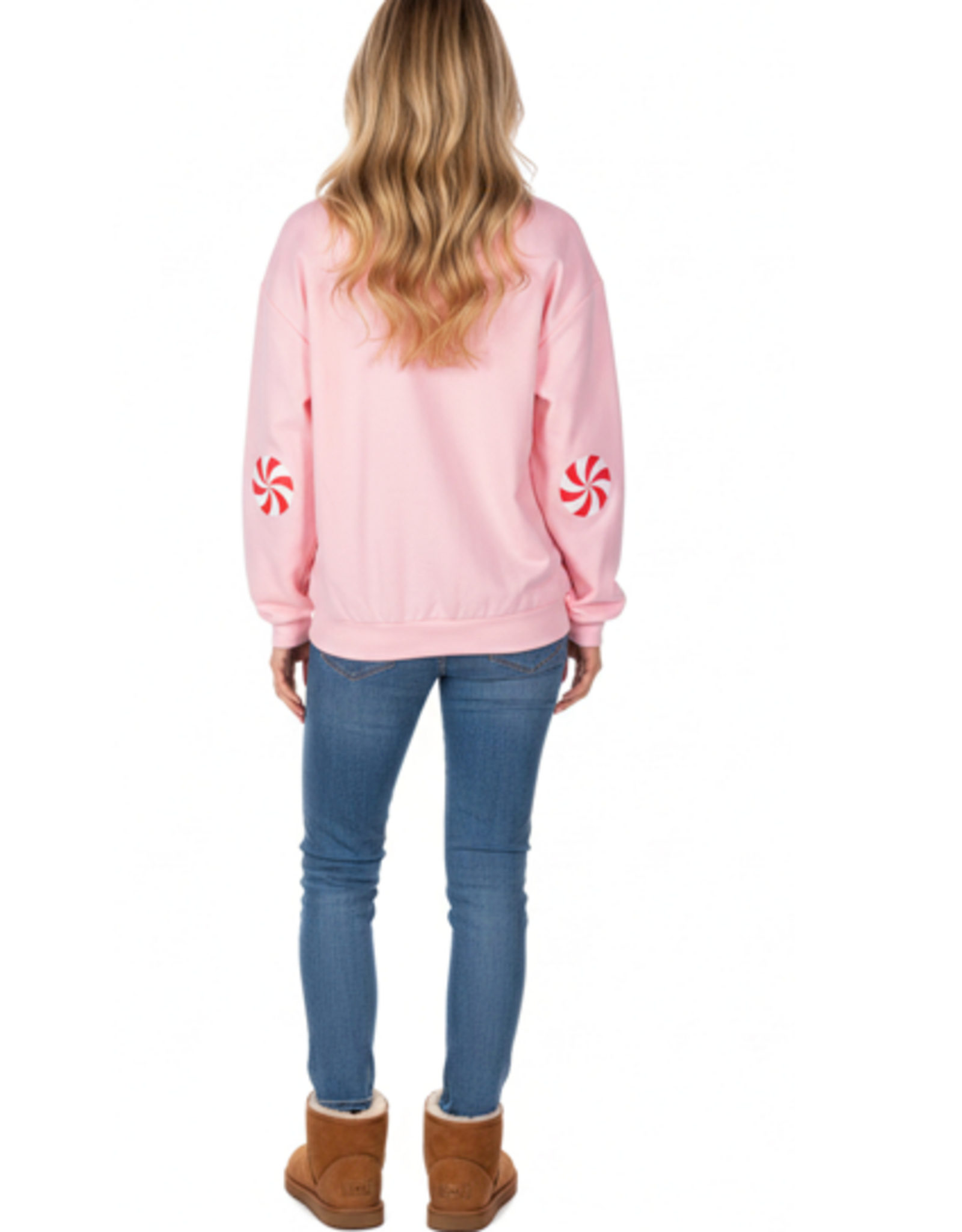 Simply Noelle Simply Noelle  Pink Fa La La Round Neck Long Sleeve Sweatshirt