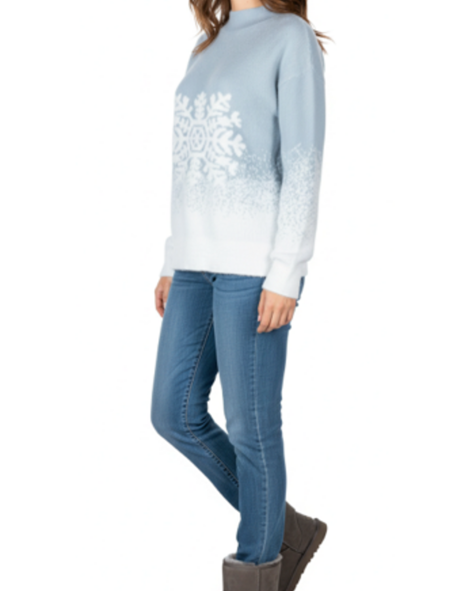 Simply Noelle Simply Noelle Grey/White Snow Flake Long Sleeve Sweater