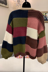 Marble & Me Marble  & Mist  Color Block Open Front Cardigan