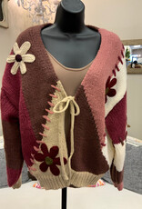 Marble & Me Marble  & Mist Burgundy Multi Color  Tie Front  Flower Detail