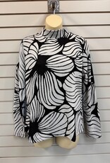 Sunday Sunday Black/White Leaf Print Mock Neck Long Sleeve Top