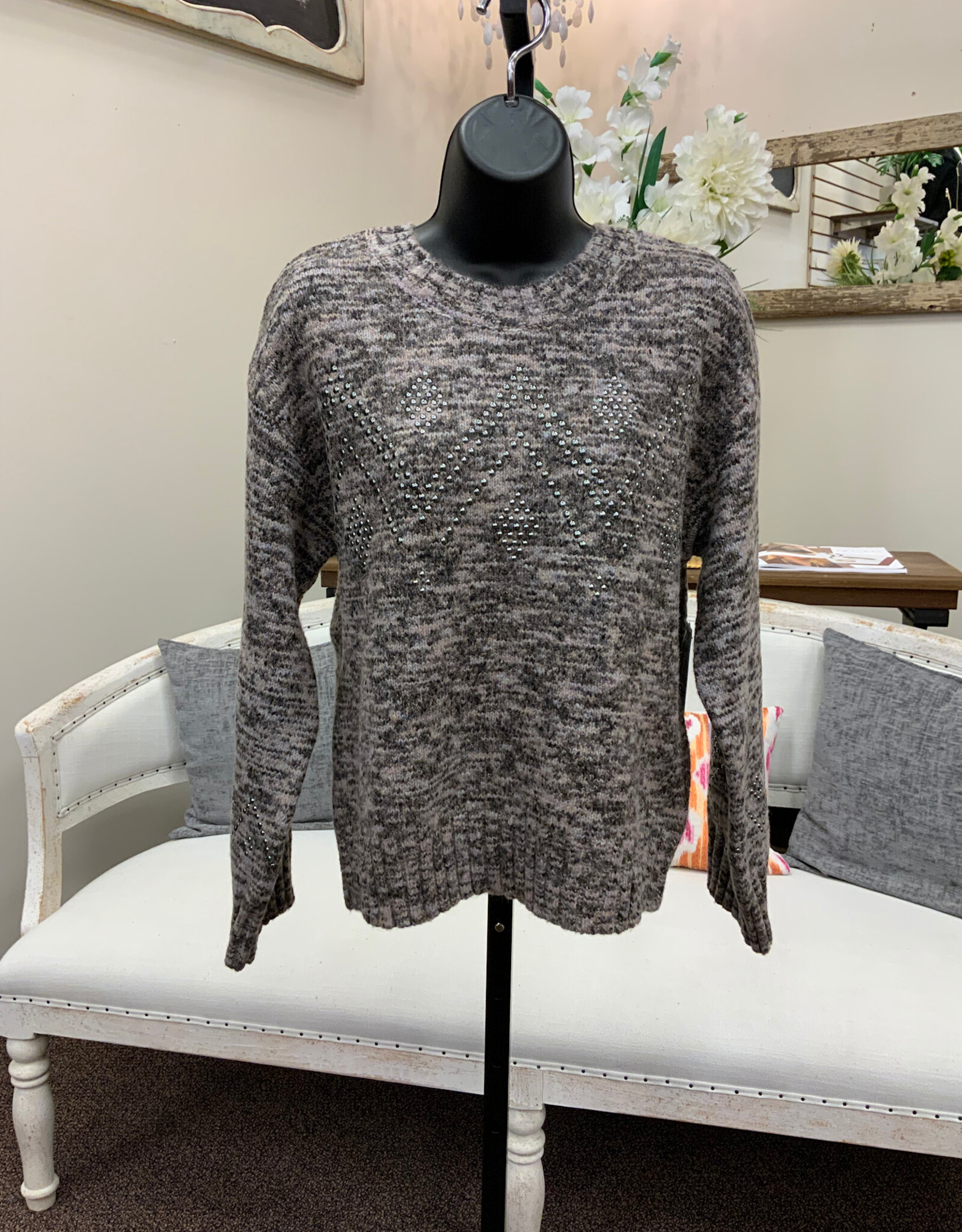 Tribal Tribal 6346O Grey Textured Lofty Crew neck L/S