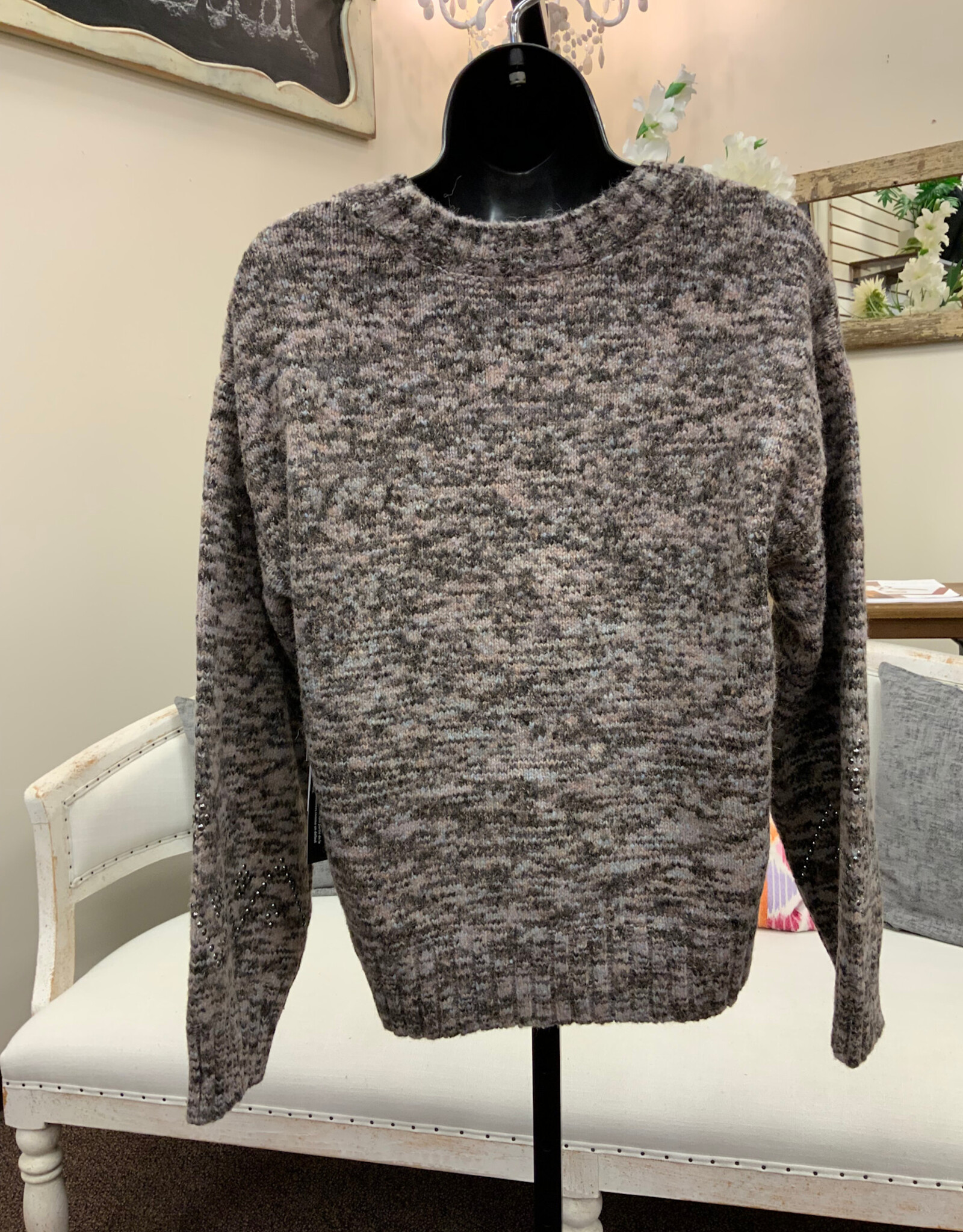 Tribal Tribal 6346O Grey Textured Lofty Crew neck L/S