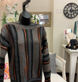 Tribal Tribal Yarn Dye Boat Neck L/S