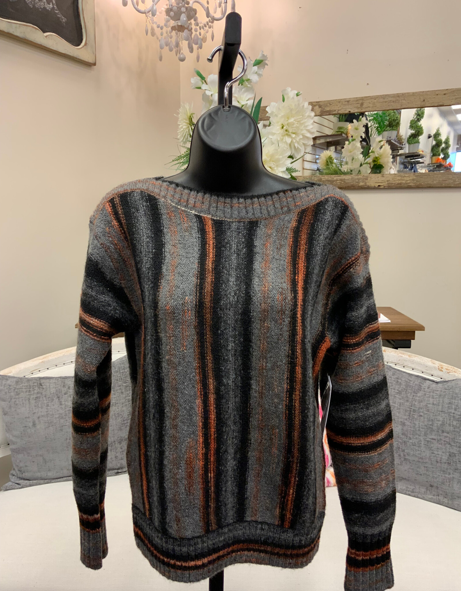 Tribal Tribal Yarn Dye Boat Neck L/S