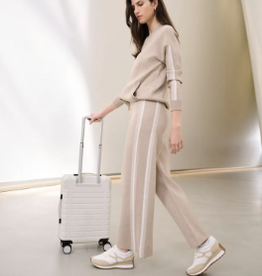 Joseph Ribkoff Joseph Ribkoff Fawn/Winter White  Striped Wide Leg Sweater Pant