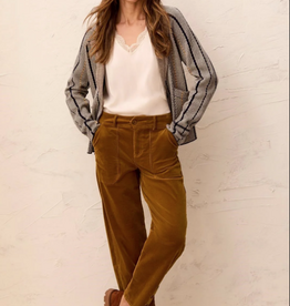 Tribal Tribal Dull Gold Corduroy Barrel Leg Ankle Pant