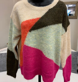 Marble & Me Marble  & Mist Beige Multi Color Print Round Neck Long Sleeve