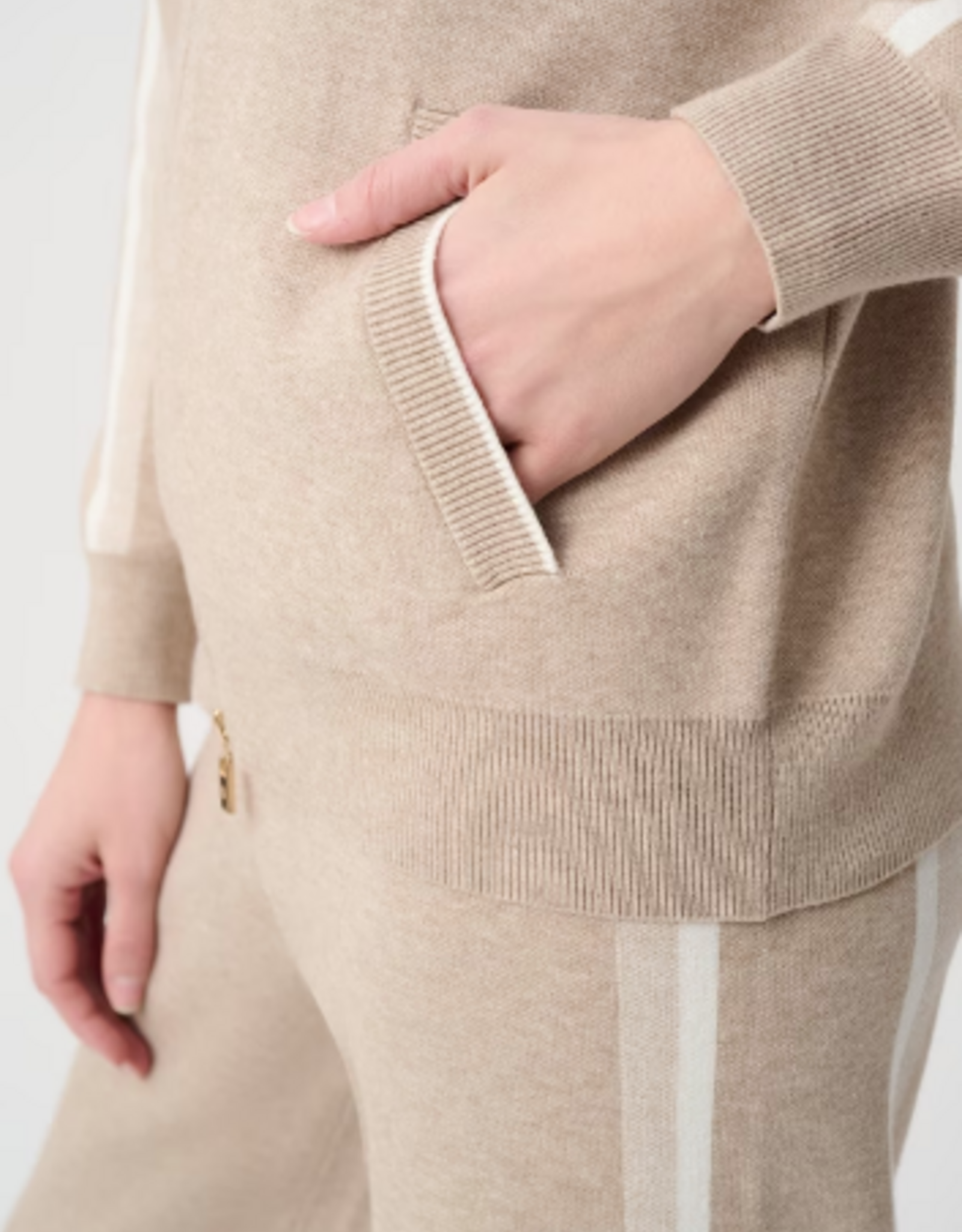 Joseph Ribkoff Joseph Ribkoff Fawn /White Stripe Casual Hip-Length Jacket