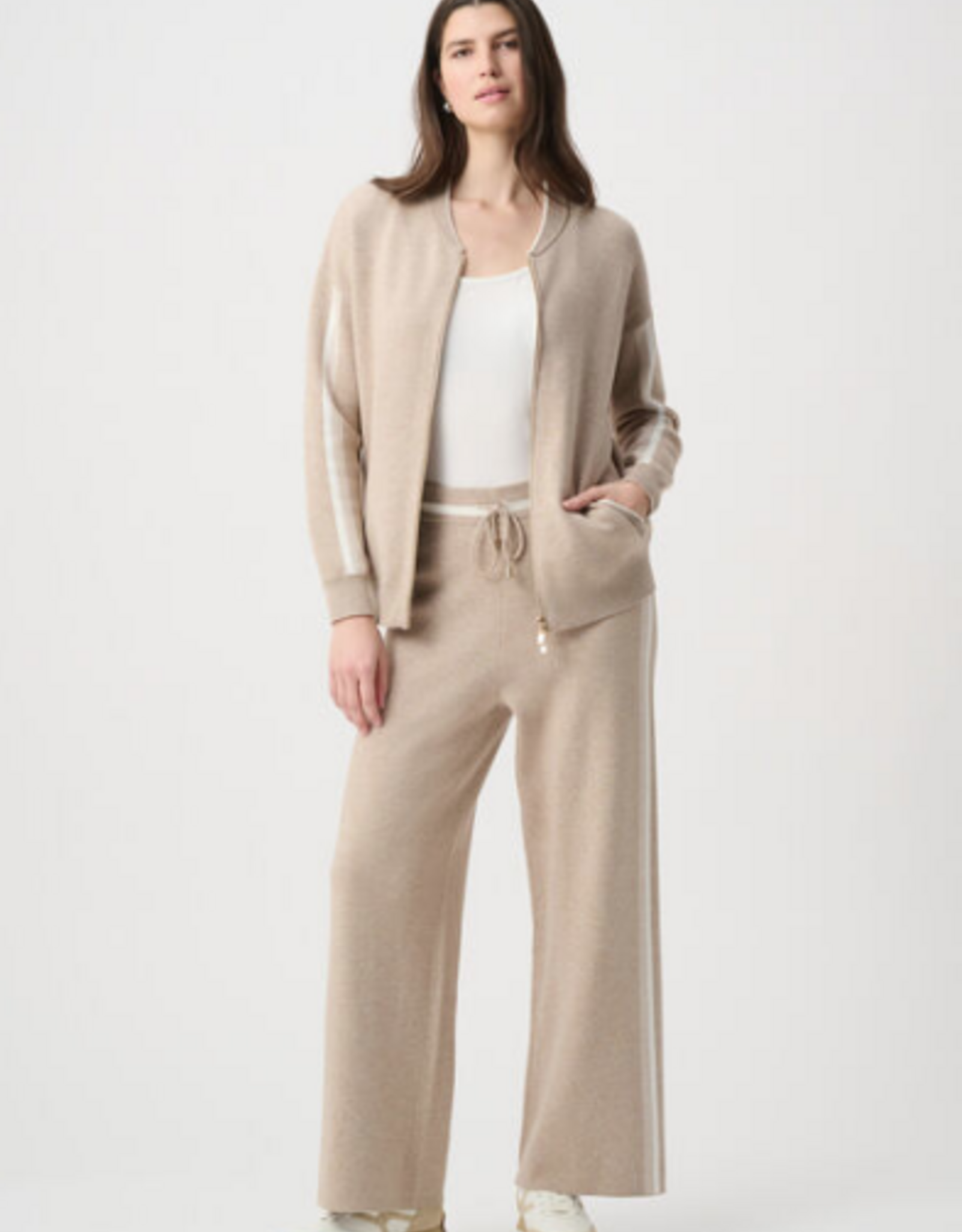 Joseph Ribkoff Joseph Ribkoff Fawn /White Stripe Casual Hip-Length Jacket