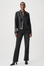 Joseph Ribkoff Joseph Ribkoff Black Floral Detail Edgy Leather Collared Jacket