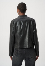 Joseph Ribkoff Joseph Ribkoff Black Floral Detail Edgy Leather Collared Jacket