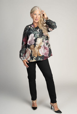 Papillon Papillon Black Multi Floral Button Front Blouse Top
