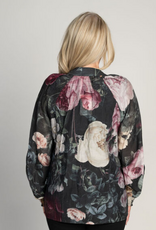 Papillon Papillon Black Multi Floral Button Front Blouse Top