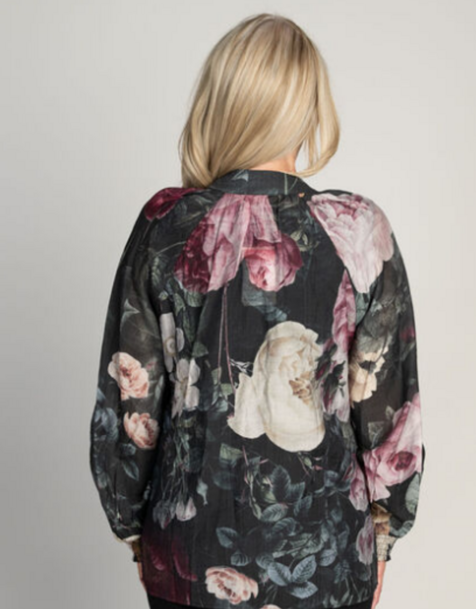 Papillon Papillon Black Multi Floral Button Front Blouse Top