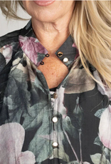 Papillon Papillon Black Multi Floral Button Front Blouse Top