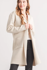 Papillon Papillon Oatmeal Lapel Coatigan with Pockets Cardigan