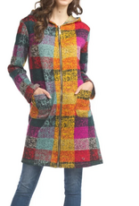 Papillon Papillon Knitted Multicolor Plaid Jacket with Zip & Pockets