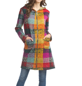 Papillon Papillon  Knitted Multicolor Plaid Jacket with Zip & Pockets