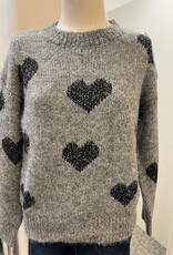 Marble & Me Marble  & Mist Grey Heart Print Long Sleeve  Sweater