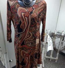 Papillon Papillon Rust Paisley Stretch Panelled Dress