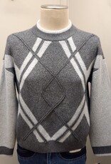 Democracy Democracy Charcoal Heather Grey Argyle   Petite Sweater