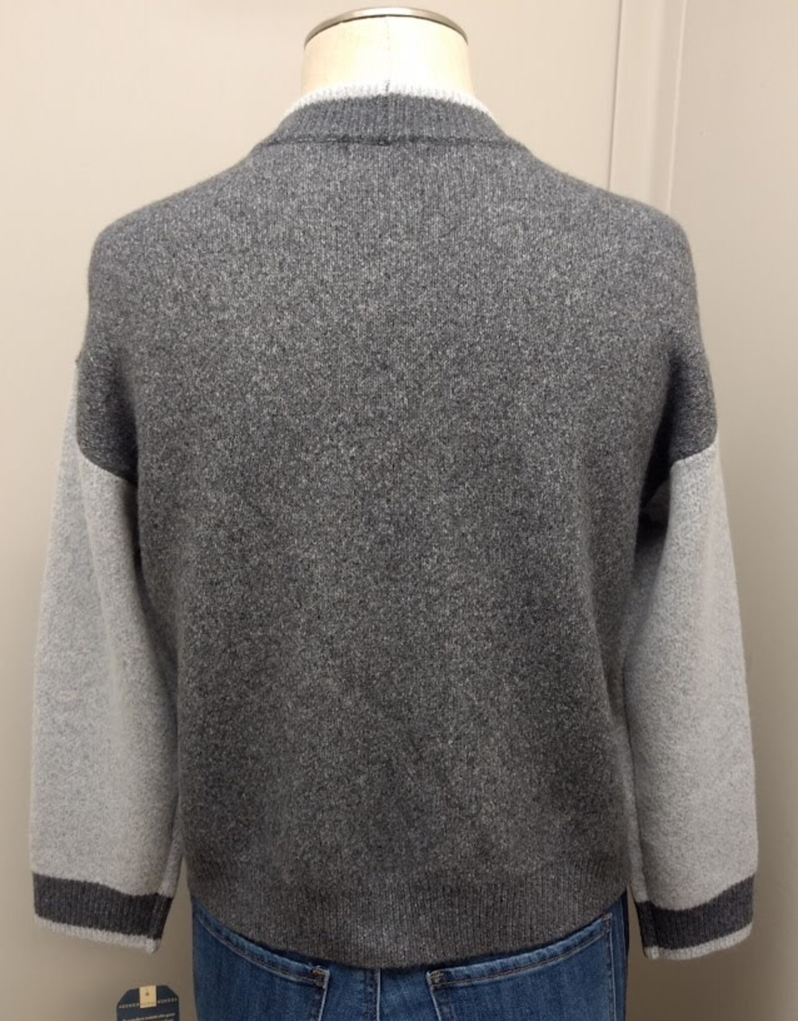 Democracy Democracy Charcoal Heather Grey Argyle   Petite Sweater
