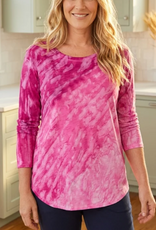 Escape Escape   Fuchsia Mystic Dyed Round Neck Long Sleeve Top