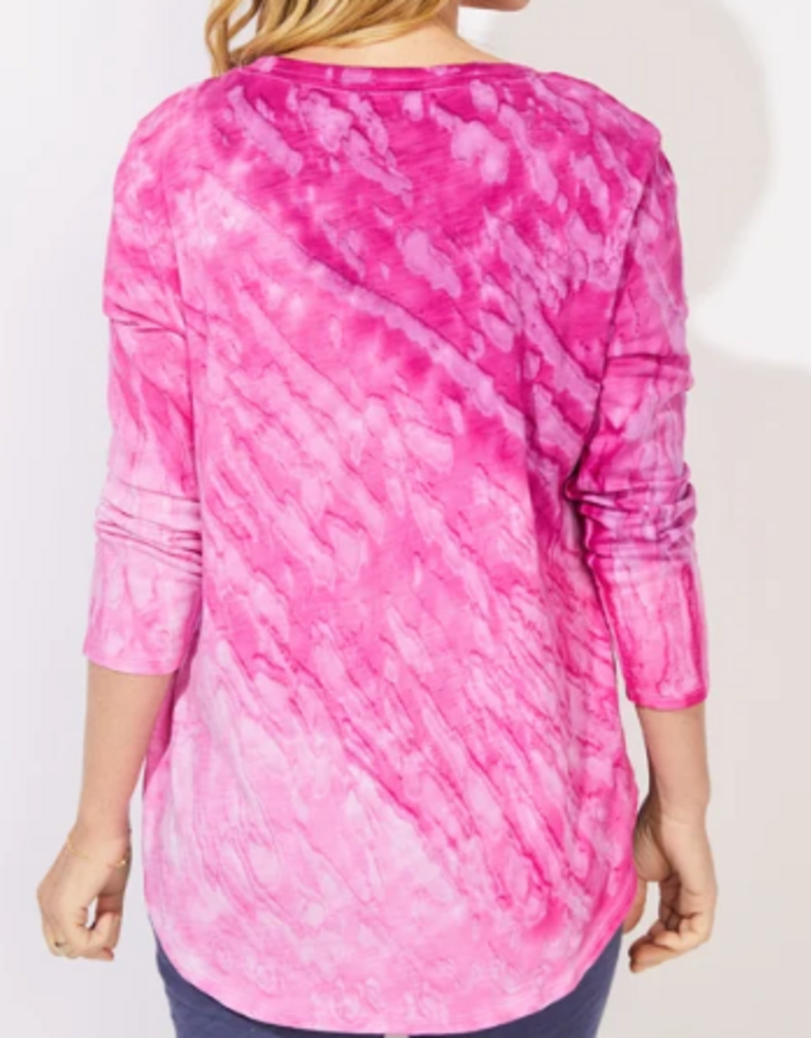 Escape Escape   Fuchsia Mystic Dyed Round Neck Long Sleeve Top