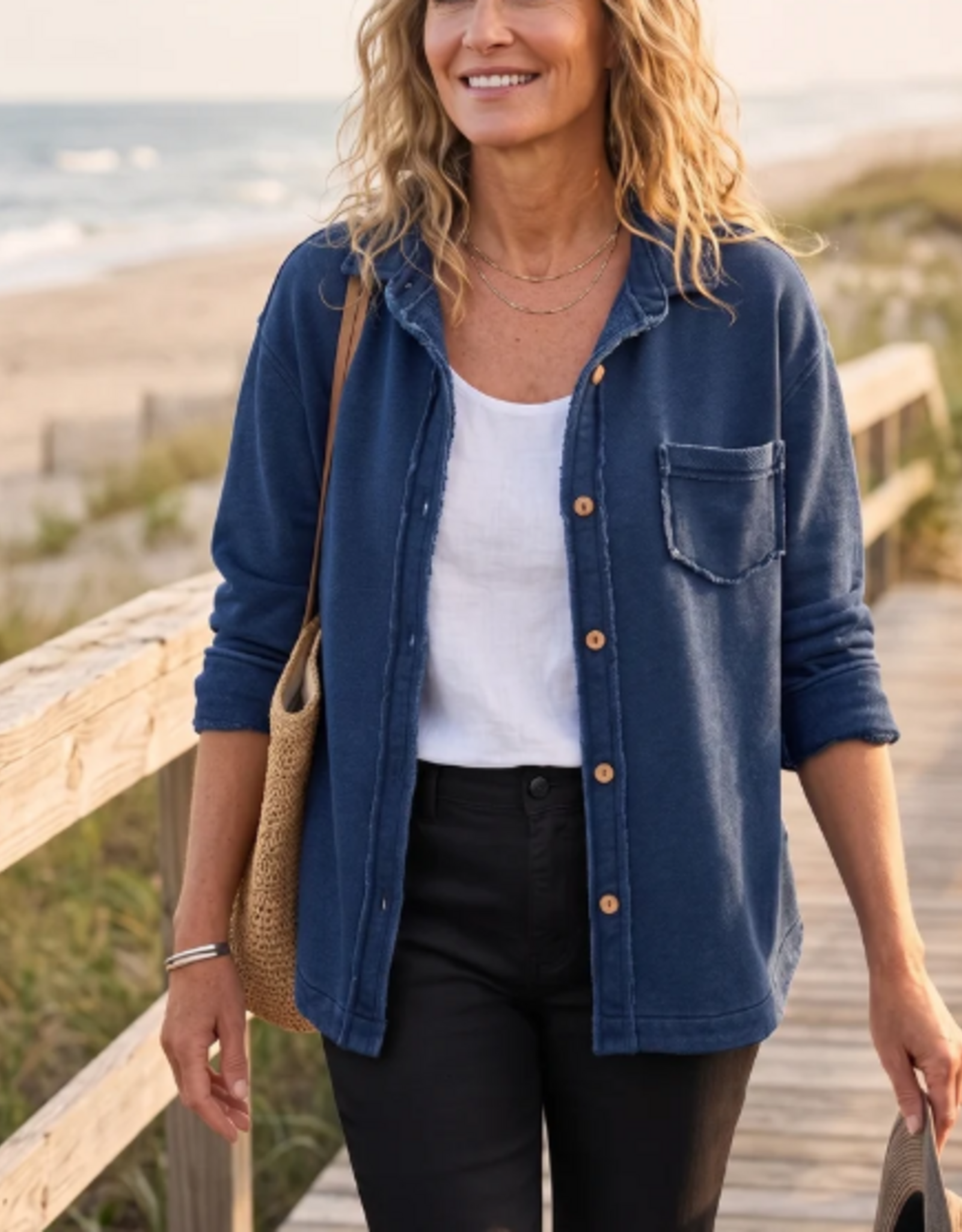 Escape Escape Medium  Color Wash Terry Anywhere Shacket