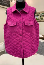 Multiples Multiples Deep Fuschia  Quilted  Snap Up Vest