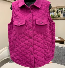 Multiples Multiples Deep Fuschia  Quilted  Snap Up Vest