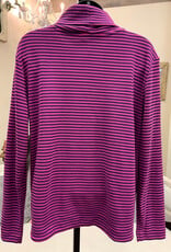 Multiples Multiples  Fuschia/Eggplant Stripe TurToptle Neck Long Sleeve