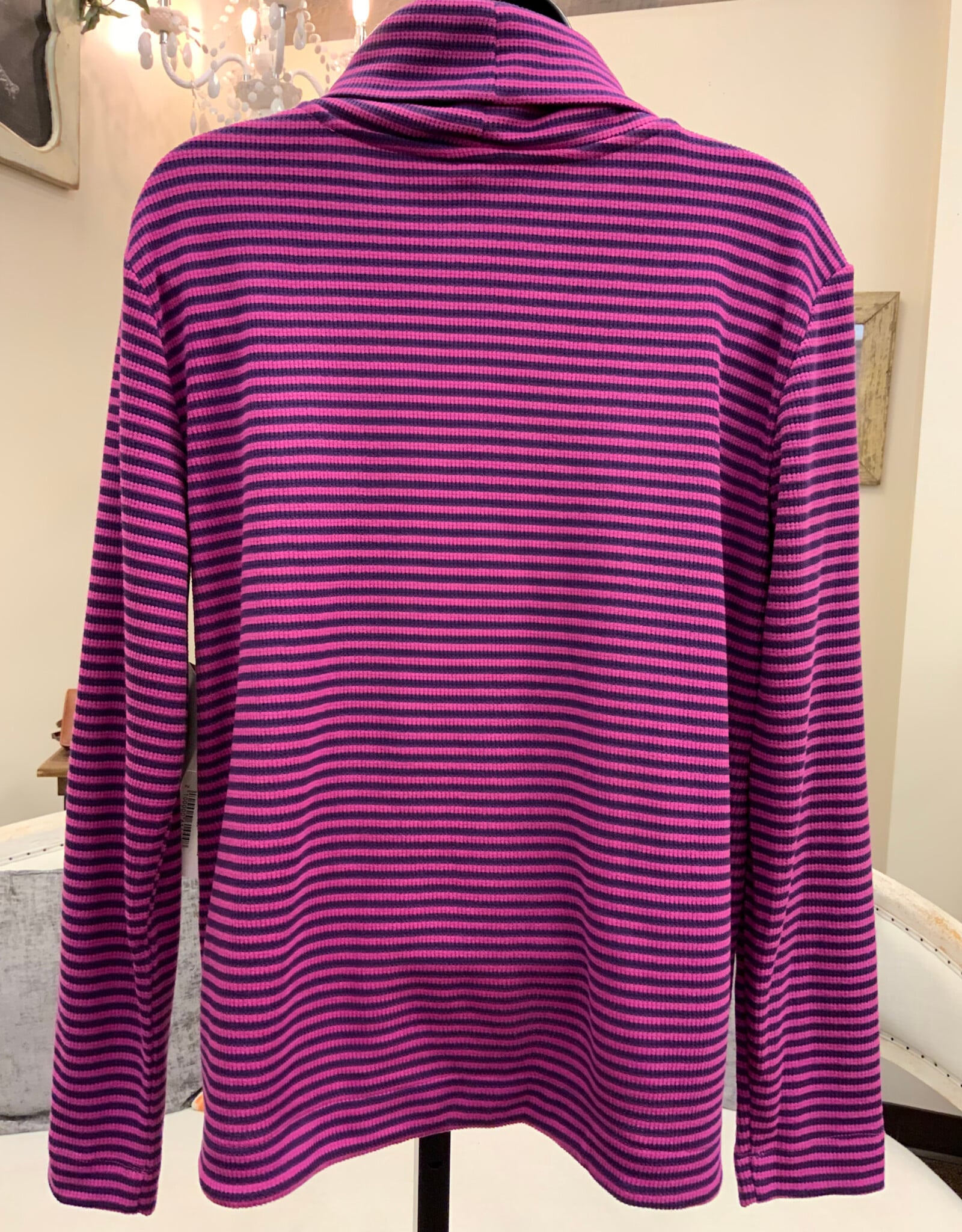 Multiples Multiples  Fuschia/Eggplant Stripe TurToptle Neck Long Sleeve