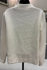 Multiples Multiples  Winter White Round Neck Side Shoulder Zip Long Sleeve Top