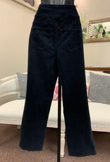 Slimsation Slimsation  Black Brushed Corduroy Fringed Hemline Petite Pant