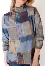 Trisha Tyler Trisha Tyler Patchwork Mockneck Reversible Long Sleeve Top