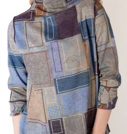 Trisha Tyler Trisha Tyle Patchwork Mockneck Reversible Long Sleeve Top