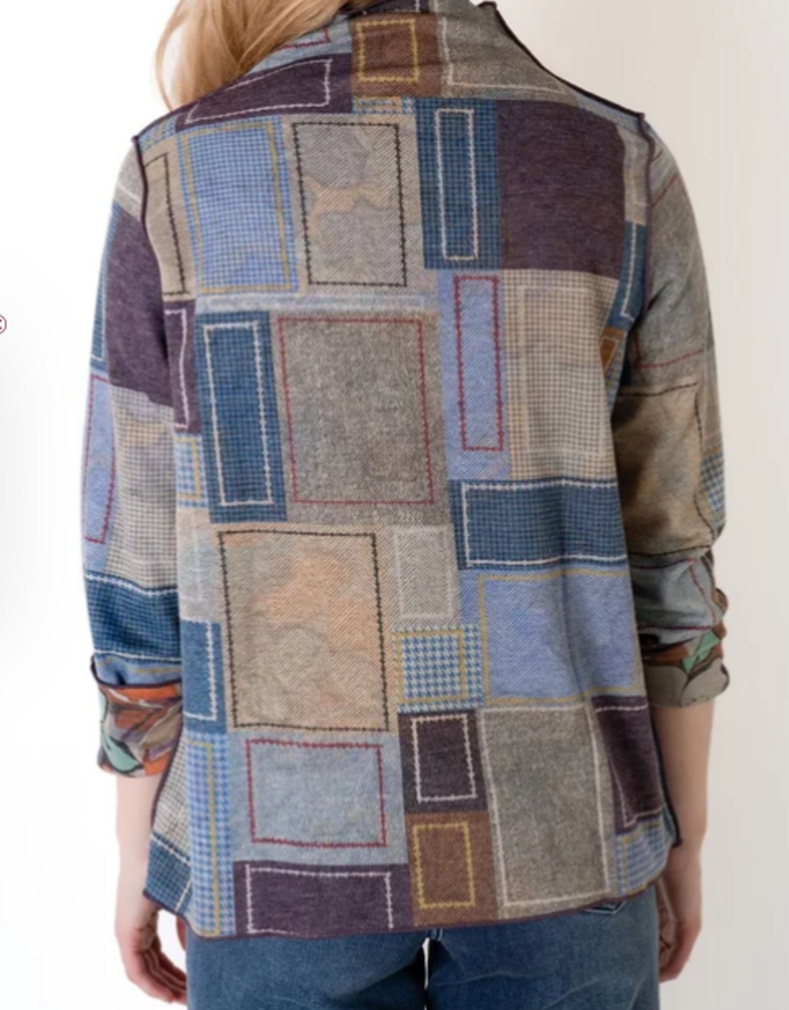 Trisha Tyler Trisha Tyler Patchwork Mockneck Reversible Long Sleeve Top