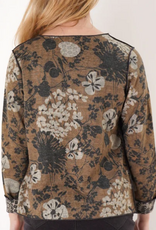Trisha Tyler Trisha TylerTan/Black V-Neck Floral Print Long Sleeve Top