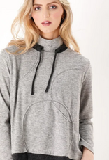 Trisha Tyler Trisha Tyler Grey/Charcoal  Funnel Neck  Front Stitched Detail l/S Top