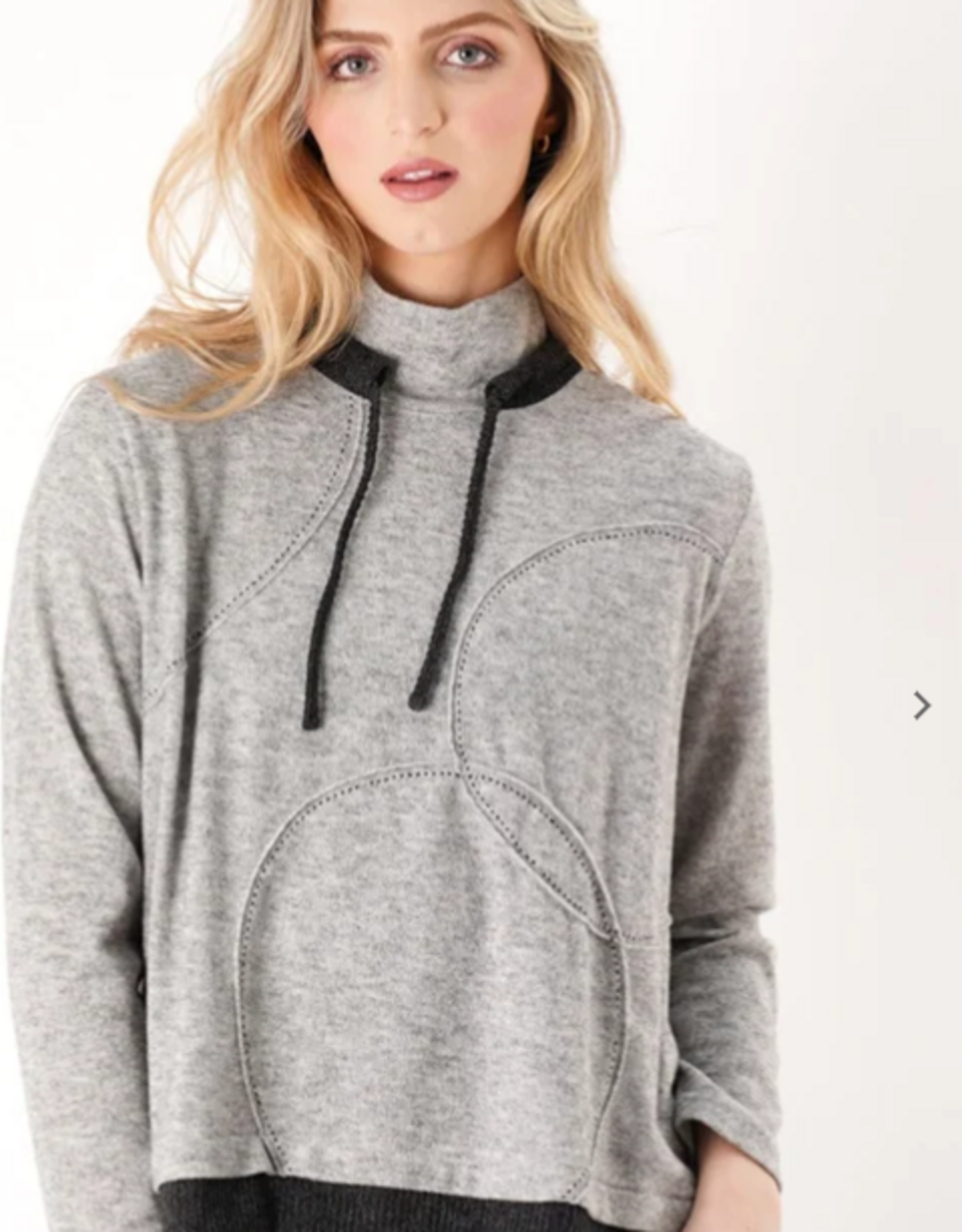 Trisha Tyler Trisha Tyler Grey/Charcoal  Funnel Neck  Front Stitched Detail l/S Top