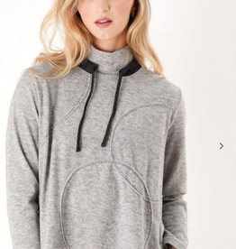 Trisha Tyler Trisha Tyler Grey/Charcoal  Funnel Neck  Front Stitched Detail l/S Top