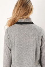 Trisha Tyler Trisha Tyler Grey/Charcoal  Funnel Neck  Front Stitched Detail l/S Top